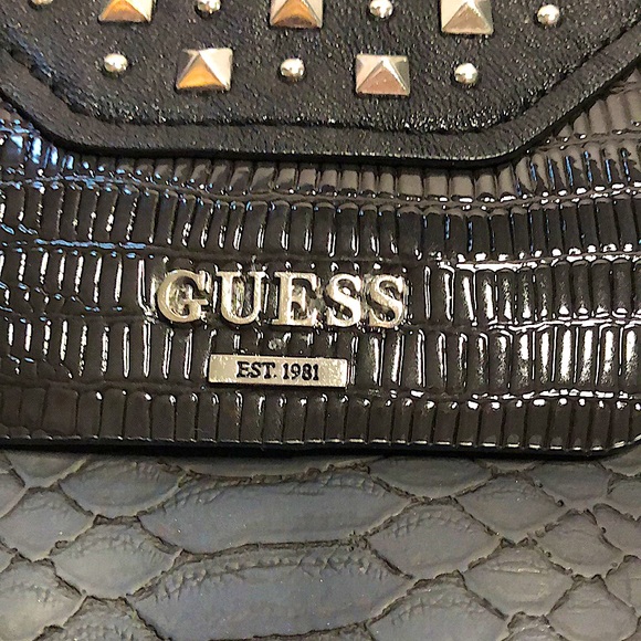 Guess Black Vegan Leather Clutch with Silver Studs - Picture 2 of 10